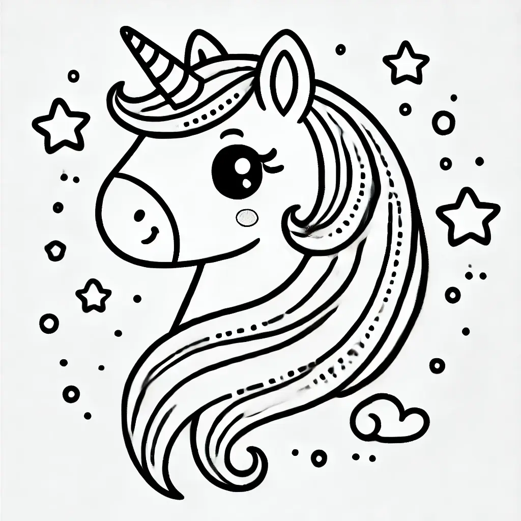 Einhorn Gesicht Ausmalbild niedliches-einhorn-gesicht-ausmalbild-mit-sternen