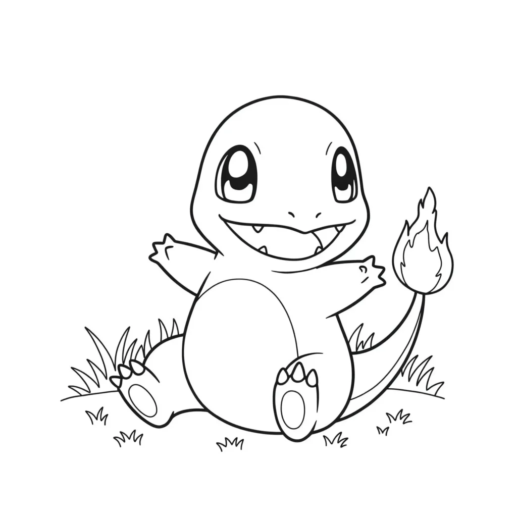 Baby Glumanda Ausmalbild – Niedliches Pokémon zum Ausmalen für Kinder