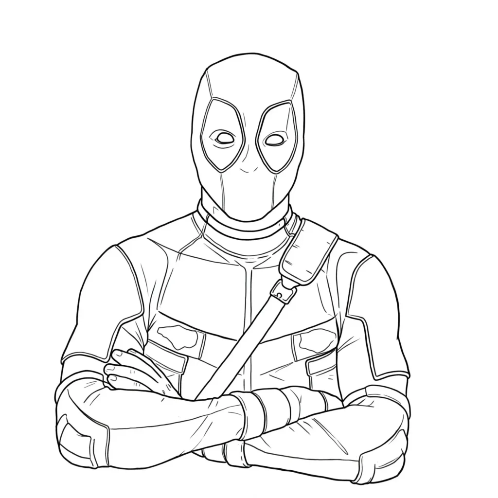 22 Deadpool Ausmalbilder Coole Marvel Malvorlage PDF drucken Deadpool Umriss Ausmalbilder – einfache Deadpool Malvorlage nur mit Umrissen zum Ausdrucken und Ausmalen.