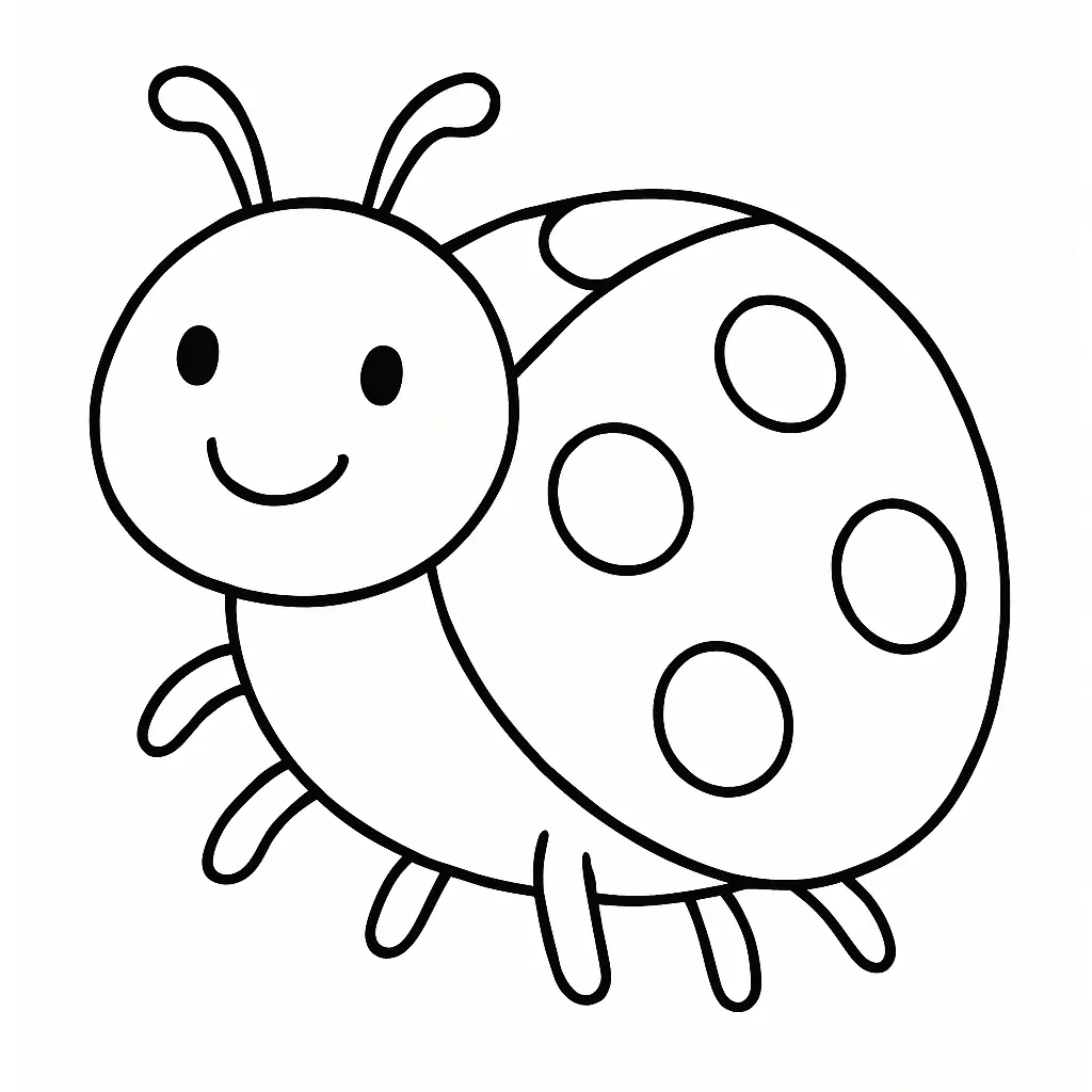 Einfaches Marienkäfer Ausmalbild mit klaren Linien – ideal für kleine Kinder zum Ausdrucken und Ausmalen.
