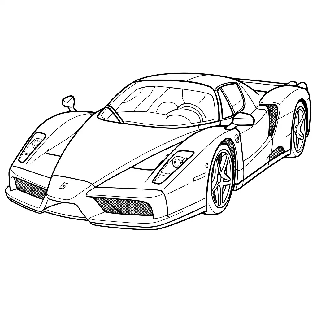 40 Rennautos Ausmalbilder (Kostenlose Malvorlage Drucken) Ferrari Enzo Rennauto Ausmalbild – Hochdetaillierte Sportwagen-Malvorlage