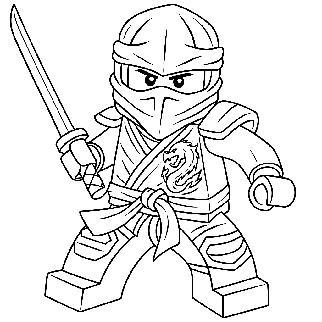 50 Ausmalbilder Lego Ninjago (Kostenlose Malvorlage Drucken) Goldener Ninjago Lloyd Ausmalbild – LEGO Ninja in goldener Rüstung mit Drachenmotiv