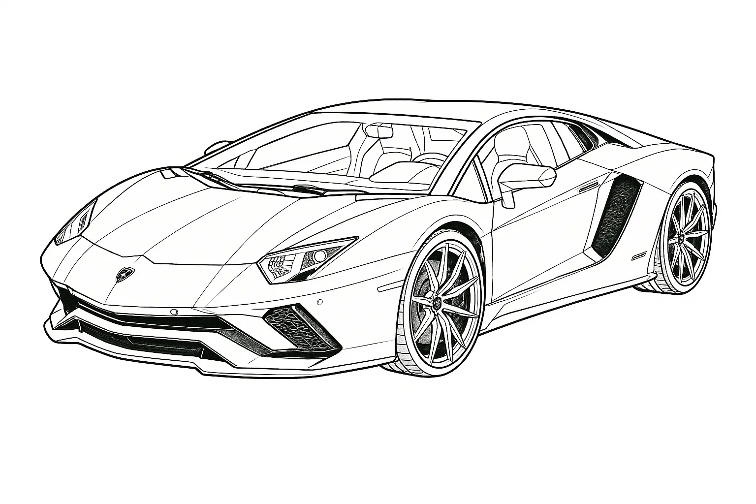 18 Lamborghini Ausmalbilder (Kostenlose Auto Malvorlage als PDF) Lamborghini Ausmalbild als Sportwagen in voller Ansicht – perfekt für Kinder und Autofans zum Ausdrucken.