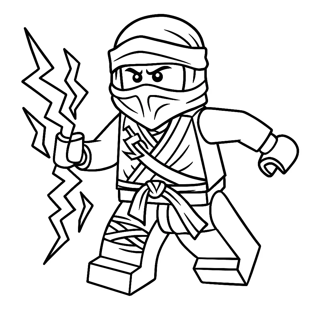50 Ausmalbilder Lego Ninjago (Kostenlose Malvorlage Drucken) LEGO Ninjago Jay Ausmalbild – Ninja Jay mit Blitzkraft in Actionpose
