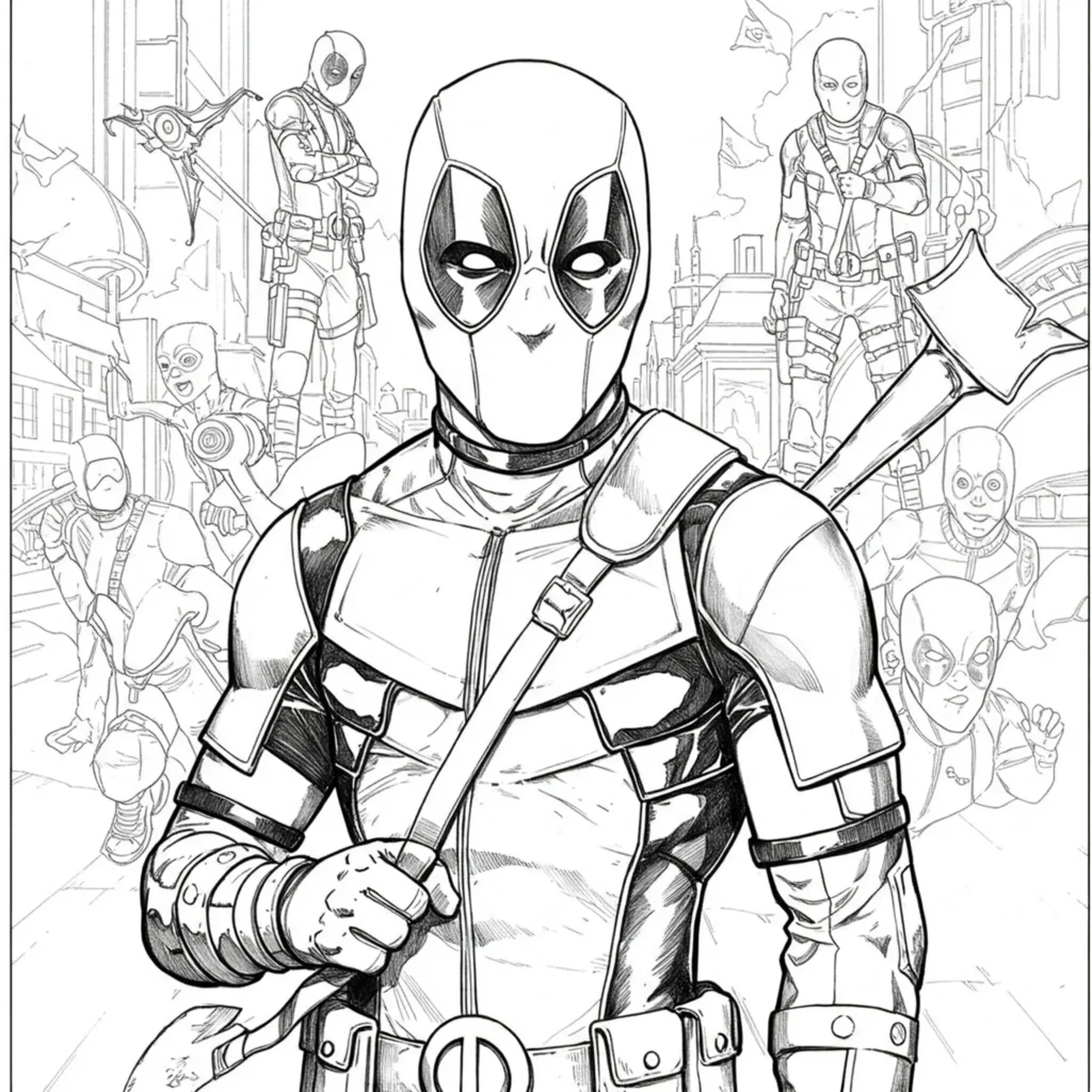 22 Deadpool Ausmalbilder Coole Marvel Malvorlage PDF drucken Marvel Deadpool Ausmalbilder – coole Malvorlage von Deadpool aus dem Marvel-Universum zum Ausdrucken.