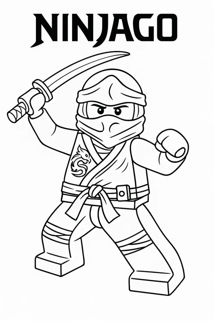 50 Ausmalbilder Lego Ninjago (Kostenlose Malvorlage Drucken) Ninjago Ausmalbilder von Lloyd mit Katana – kostenloses Lego Ausmalbild zum Drucken