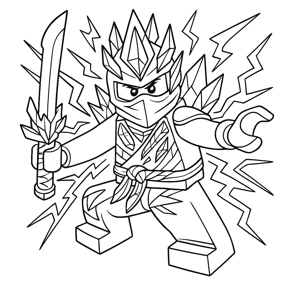 50 Ausmalbilder Lego Ninjago (Kostenlose Malvorlage Drucken) Ninjago Crystalized Ausmalbild – Ninja in Kristallrüstung mit Energie-Waffe