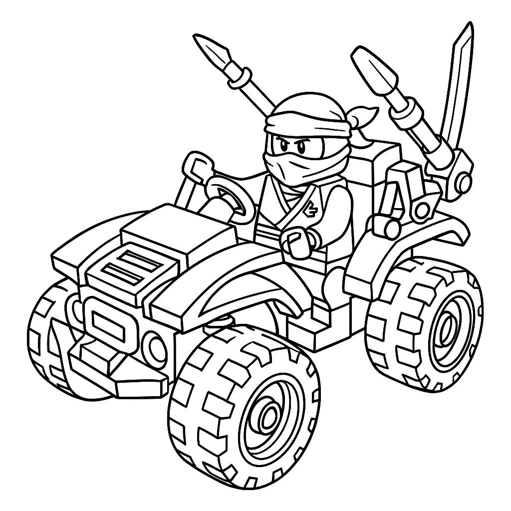 50 Ausmalbilder Lego Ninjago (Kostenlose Malvorlage Drucken) Ninjago Fahrzeuge Ausmalbild – LEGO Ninja-Fahrzeug mit Waffen und Ninja-Figur zum Ausmalen