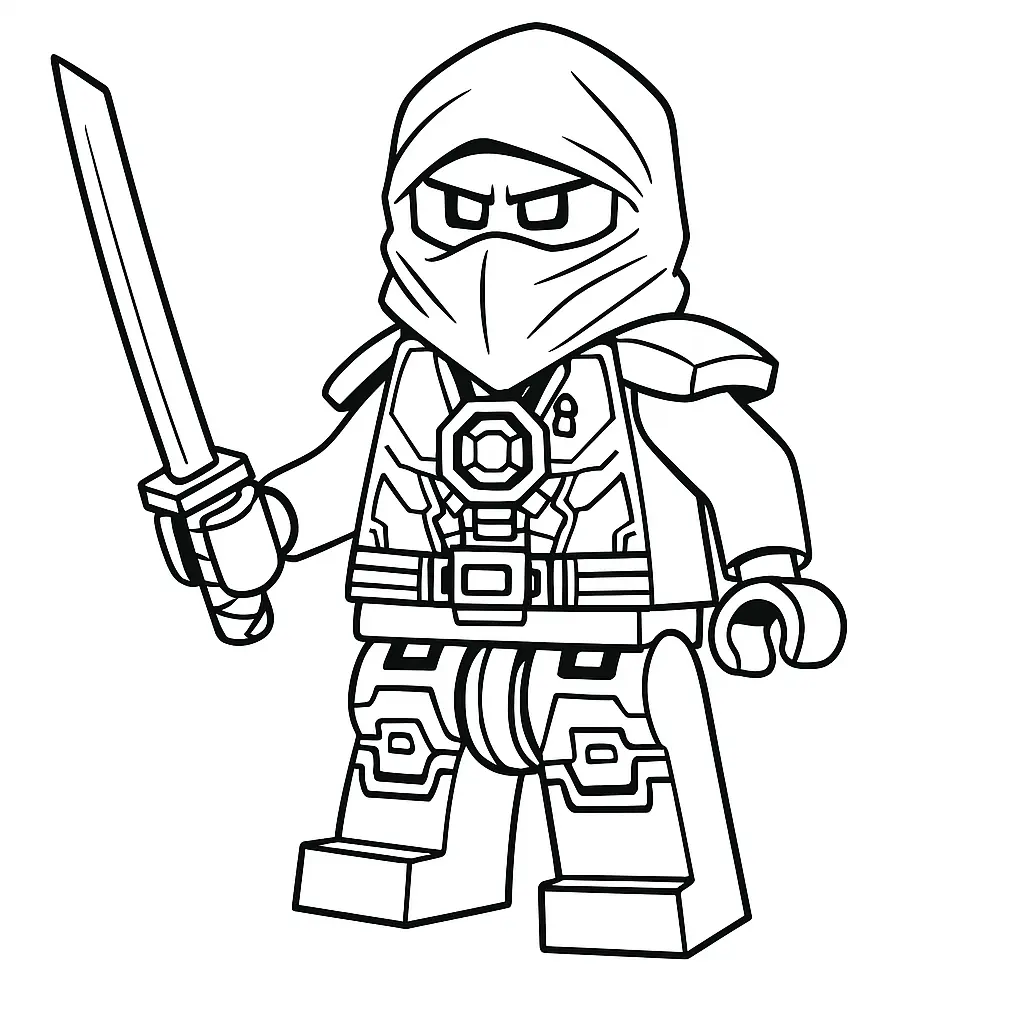 50 Ausmalbilder Lego Ninjago (Kostenlose Malvorlage Drucken) Ninjago Nindroid Ausmalbild – LEGO Roboter-Ninja mit Rüstung und Waffe