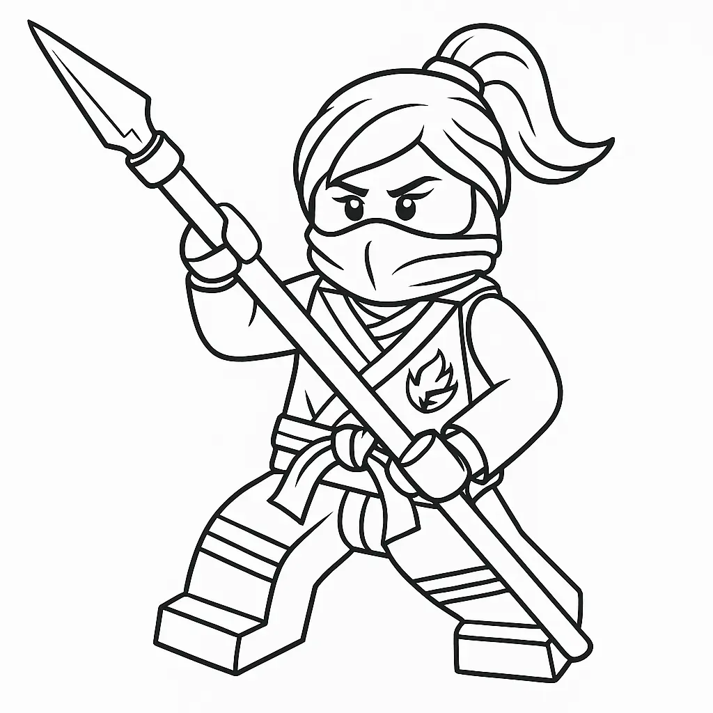 50 Ausmalbilder Lego Ninjago (Kostenlose Malvorlage Drucken) Ninjago Nya Ausmalbild – LEGO Ninja Nya mit Speer in Kampfpose