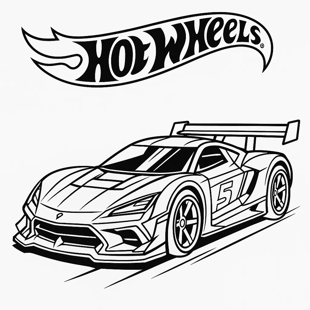 40 Rennautos Ausmalbilder (Kostenlose Malvorlage Drucken) Rennauto Ausmalbild – Hot Wheels Rennwagen mit Flammendetails