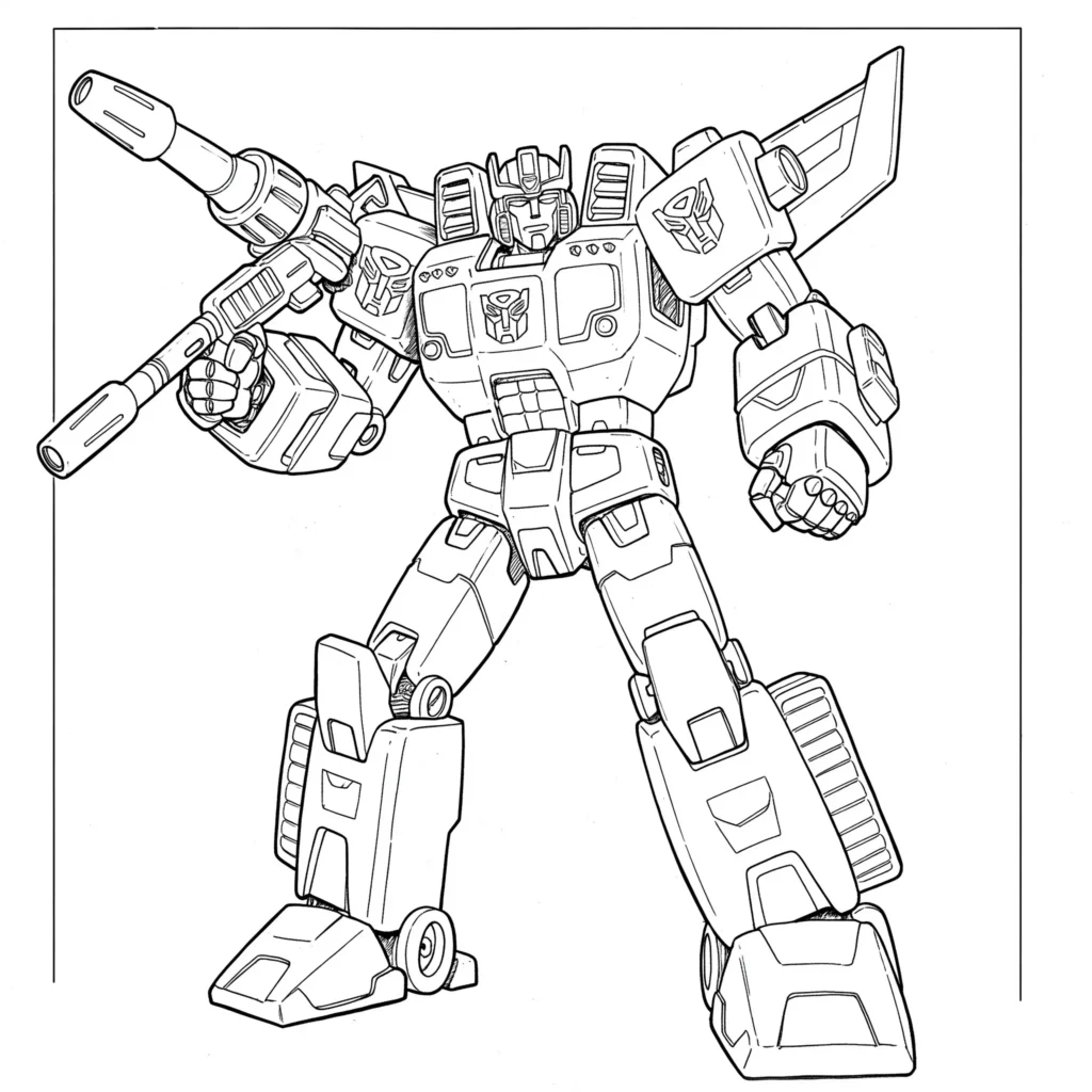 30 Roboter Ausmalbilder (Kostenlose Malvorlage PDF drucken) Transformers Ausmalbild – Optimus Prime, Bumblebee und mehr als Malvorlage