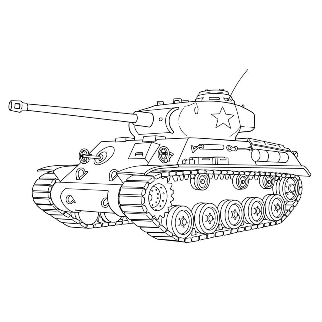 18 Panzer Ausmalbilder (Kostenlose Malvorlage zum Ausdrucken) Armee Panzer Malvorlage – moderner Kampfpanzer in realistischem Gelände zum Ausmalen