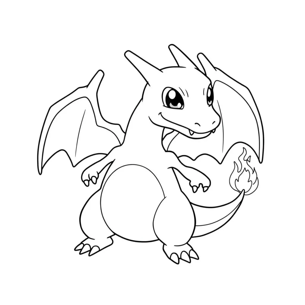 20 Glurak Ausmalbilder (Gratis Malvorlage zum Ausdrucken) Chibi Glurak Ausmalbild mit niedlichem Glurak im Comic-Stil