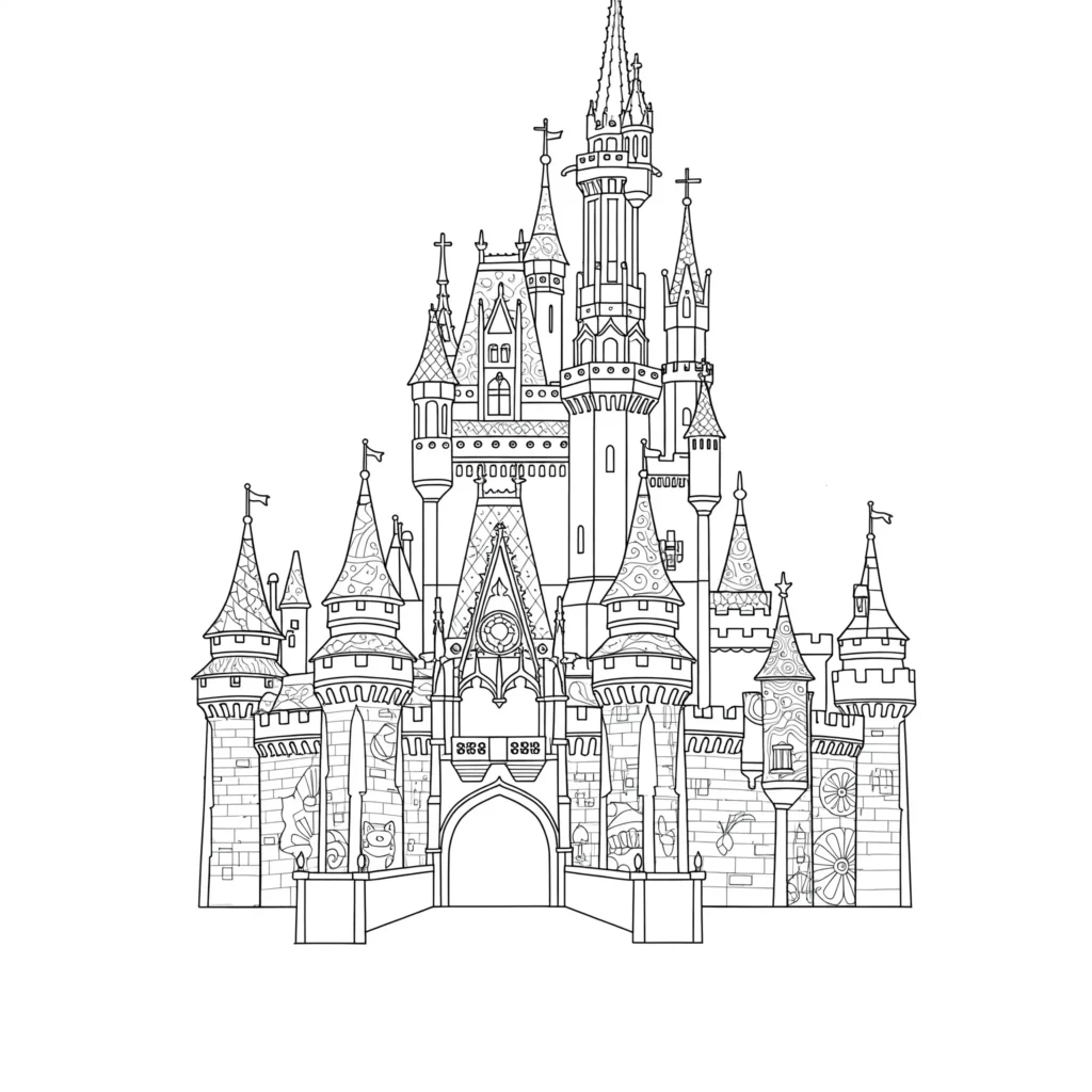 18 Cinderella Ausmalbilder (Aschenputtel Malvorlage drucken) Ausmalbild von Cinderella vor ihrem Schloss