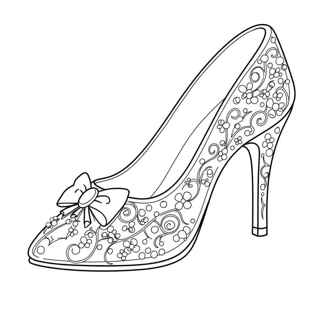 18 Cinderella Ausmalbilder (Aschenputtel Malvorlage drucken) Ausmalbild von Cinderellas Schuh zum Ausdrucken.