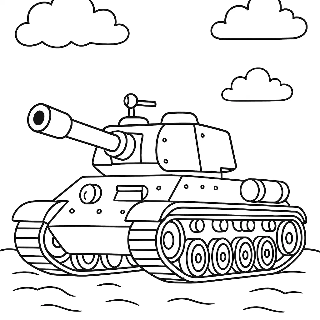 18 Panzer Ausmalbilder (Kostenlose Malvorlage zum Ausdrucken) Einfaches Panzer Ausmalbild – leichter Kampfpanzer auf freiem Feld