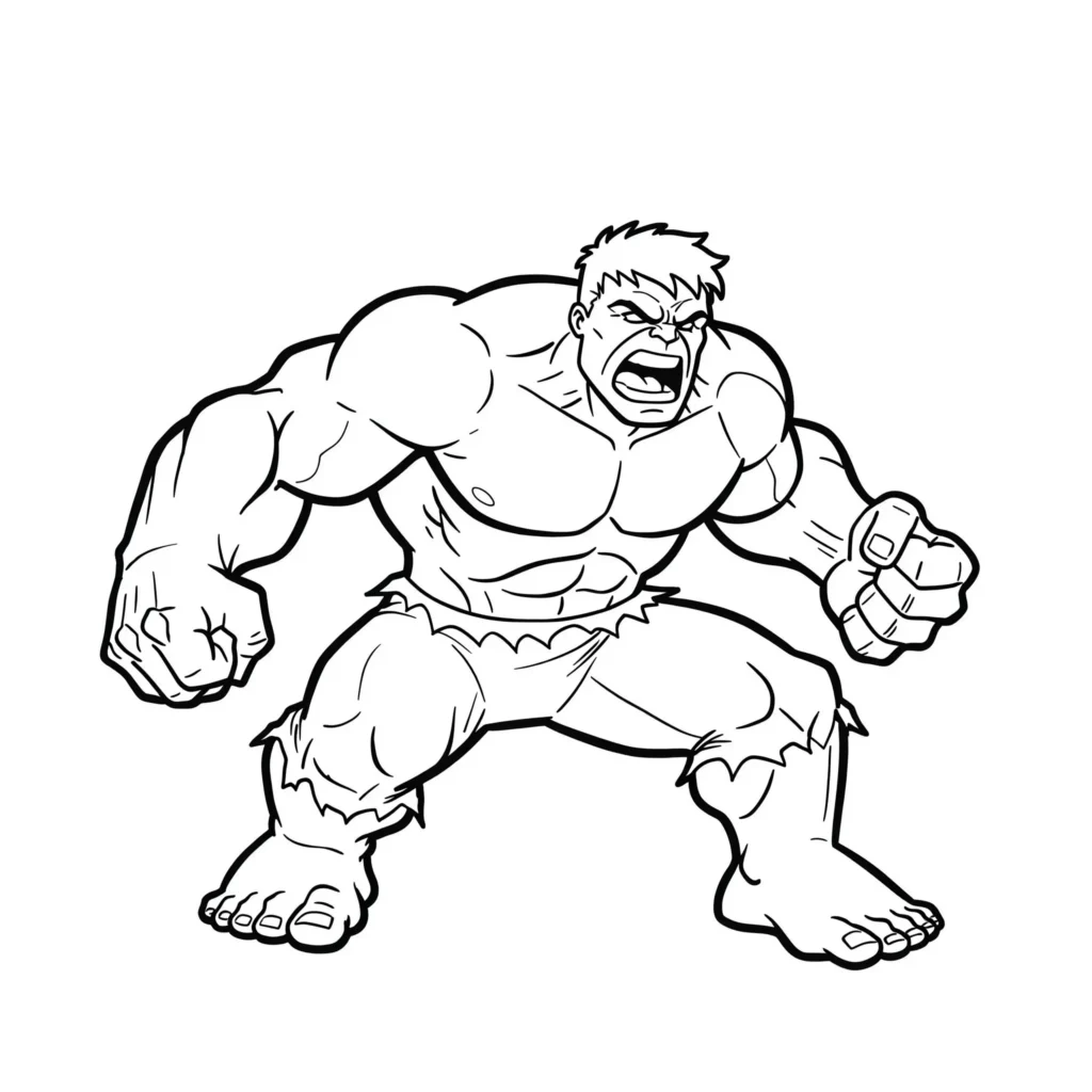 20 Hulk Ausmalbilder (Marvel Malvorlagen Kostenlos drucken) Einfaches Hulk-Gesicht mit klaren Umrissen – ideales Ausmalbild für kleine Kinder und Anfänger.