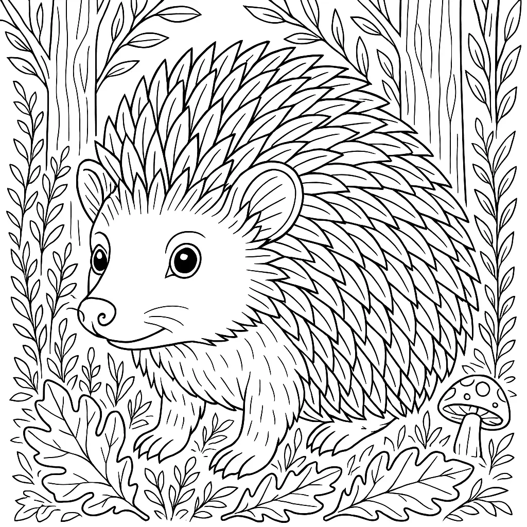 28 Ausmalbilder Igel (Kostenlose Malvorlage PDF zum drucken) Igel Malvorlage mit klaren Linien und Waldmotiv – kostenlos zum Ausmalen