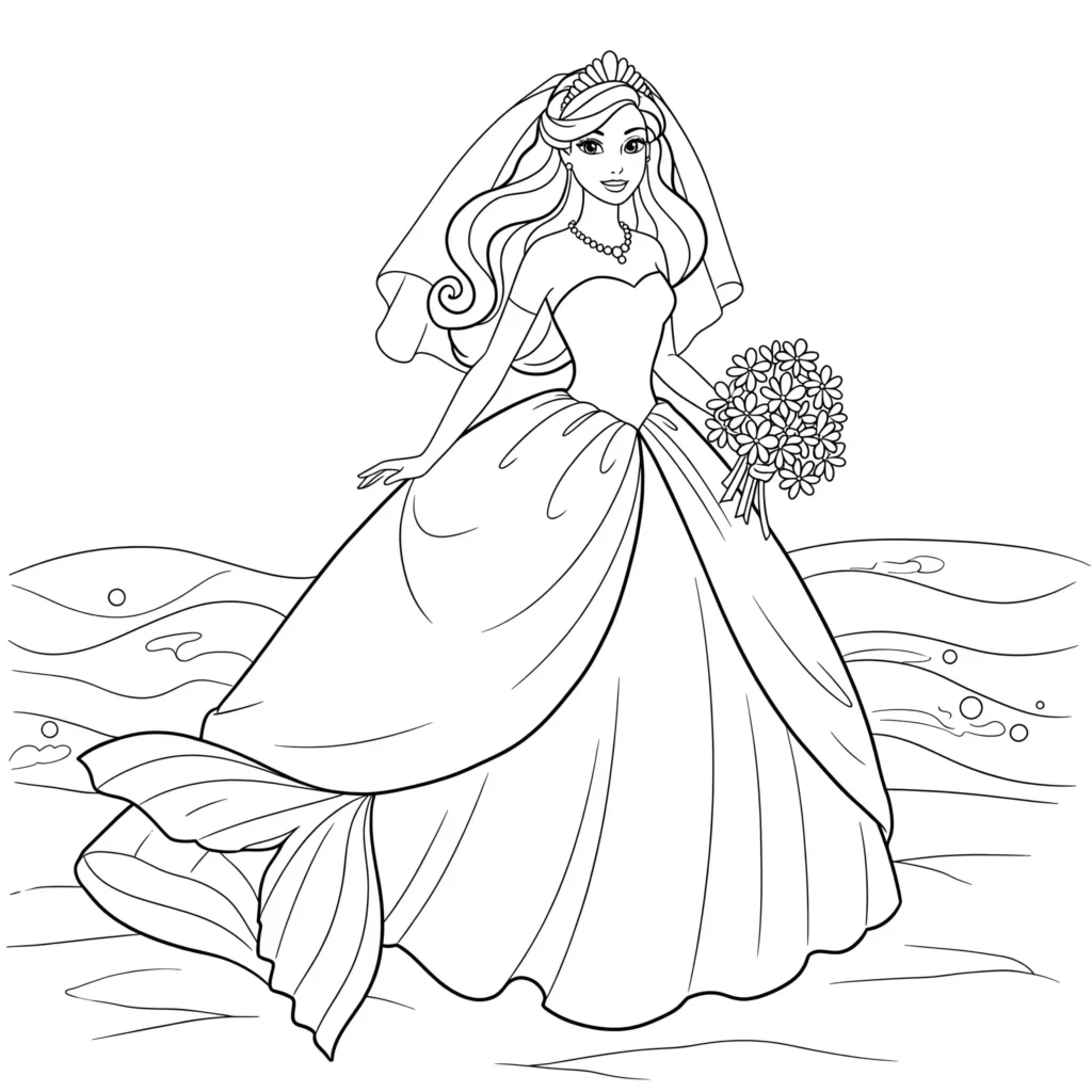 32 Meerjungfrau Ausmalbilder (Kostenlose Malvorlage zum Ausdrucken) Meerjungfrau Barbie Hochzeit Ausmalbilder – kostenlos zum Ausdrucken