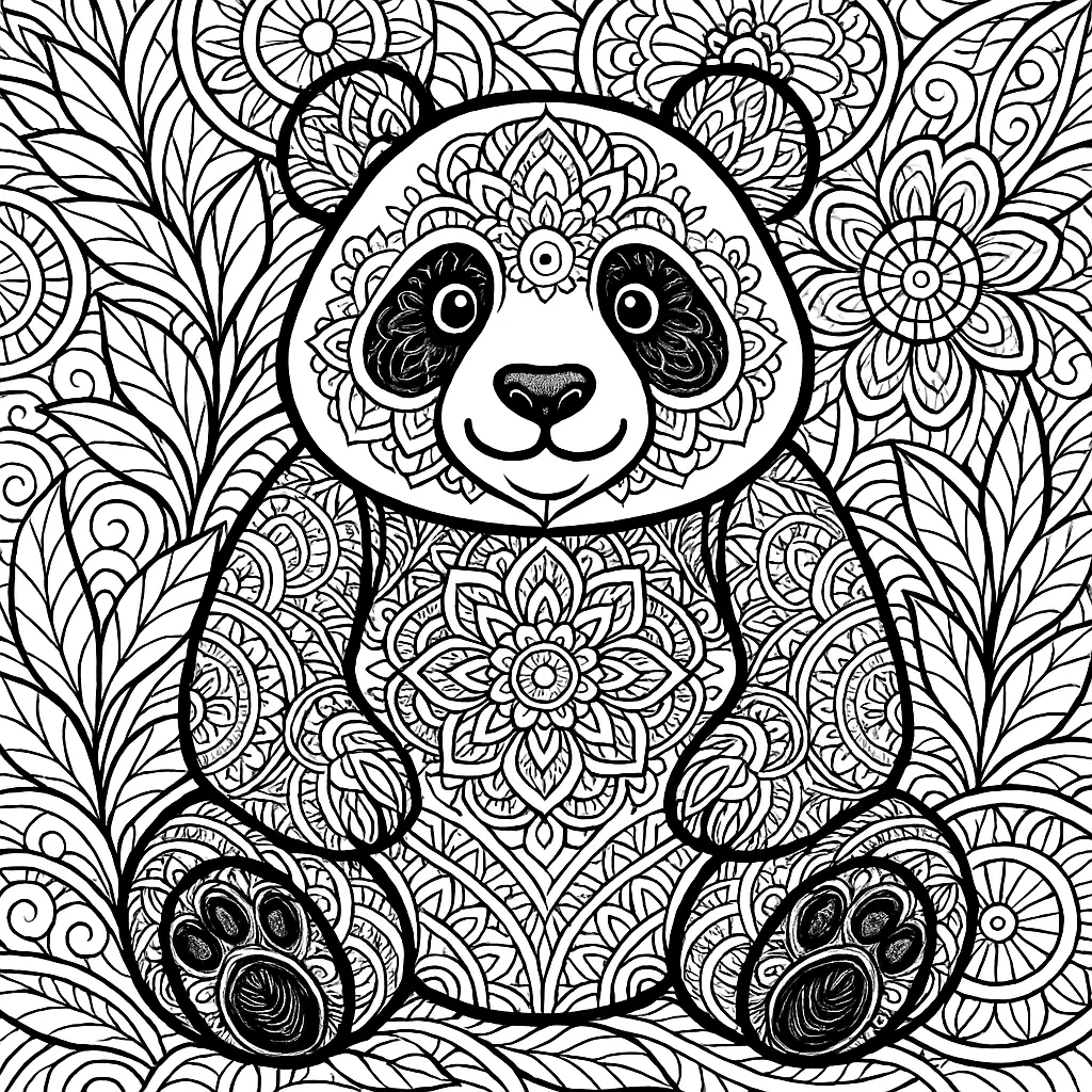 18 Panda Ausmalbilder (Kostenlose Malvorlagen zum Ausdrucken) Panda Mandala Ausmalbild Panda-Muster zum Ausdrucken