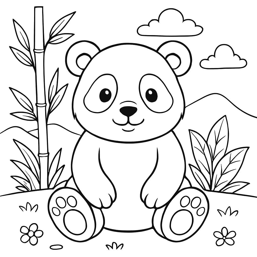 18 Panda Ausmalbilder (Kostenlose Malvorlagen zum Ausdrucken) Niedlicher Pandabär im Freien – Ausmalbilder Panda zum Ausdrucken