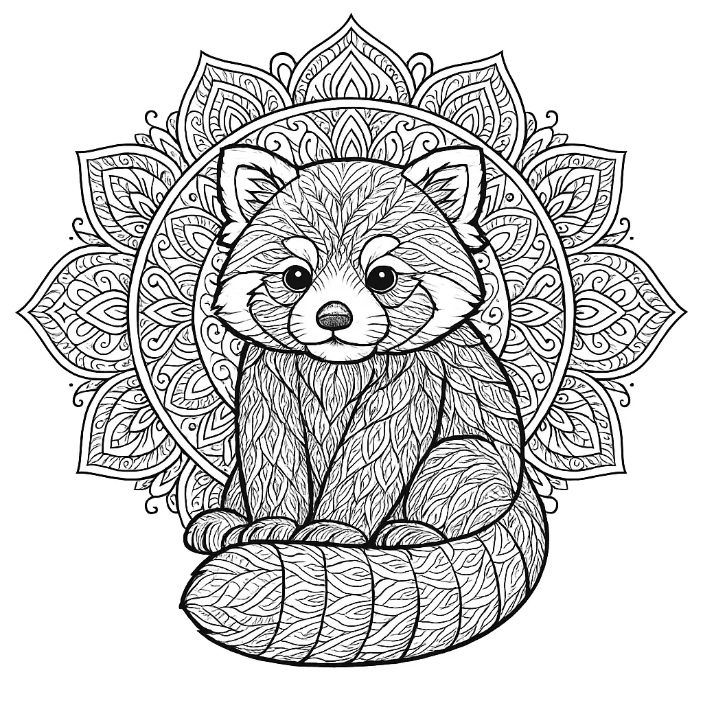 18 Panda Ausmalbilder (Kostenlose Malvorlagen zum Ausdrucken) Roter Panda Mandala Ausmalbild – Detaillierte Malvorlage zum Ausdrucken