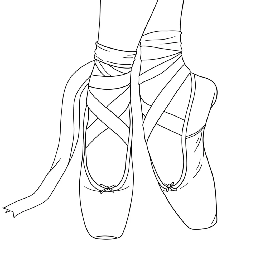 20 Ausmalbilder Ballerina (Gratis Malvorlage zum Ausdrucken) Ausmalbild von klassischen Ballettschuhen – Malvorlage zum Ausdrucken und Ausmalen für Kinder und Tanzfans