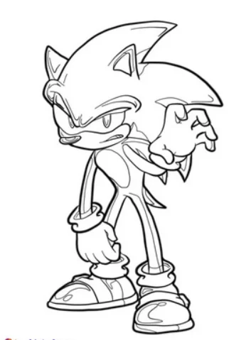 Dark Sonic Coloring Pages – Free Printable for Kids & Adults Dark Sonic looks tired, as his facial expressions dull down