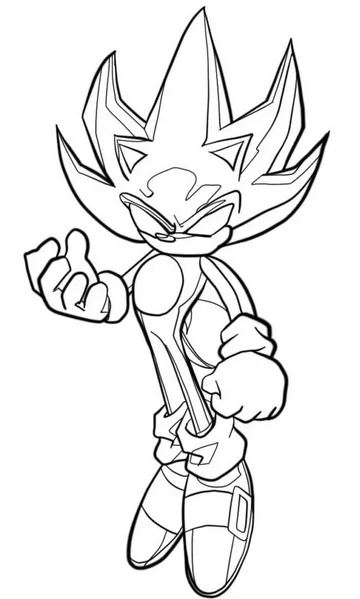 Dark Sonic Coloring Pages – Free Printable for Kids & Adults Dark Sonic stands straight, ready for battle.