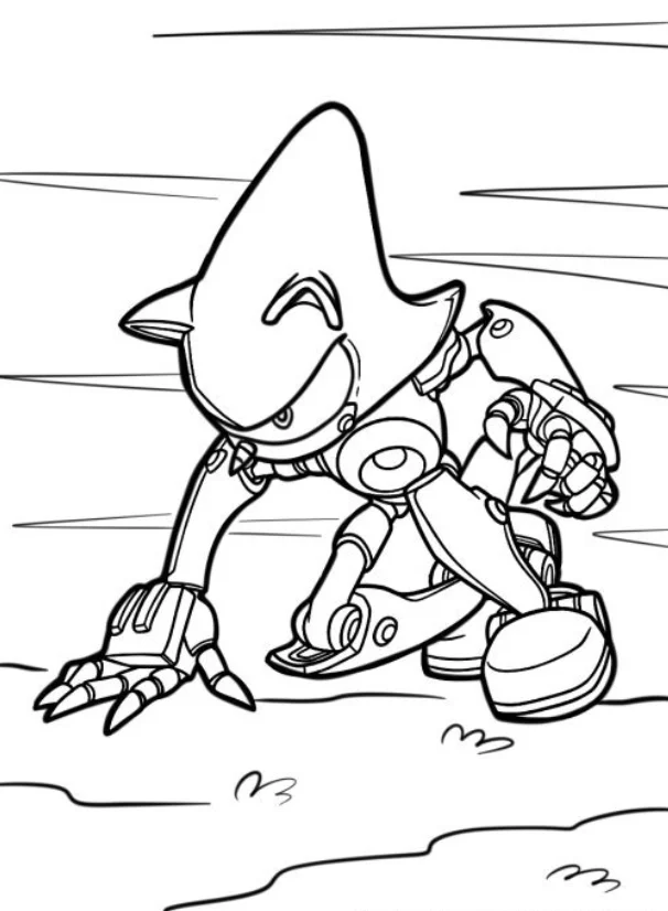Metal Sonic Coloring Pages - Free Printable for Kids & Adults Metal Sonic coloring page shows Metal Sonic in complete action