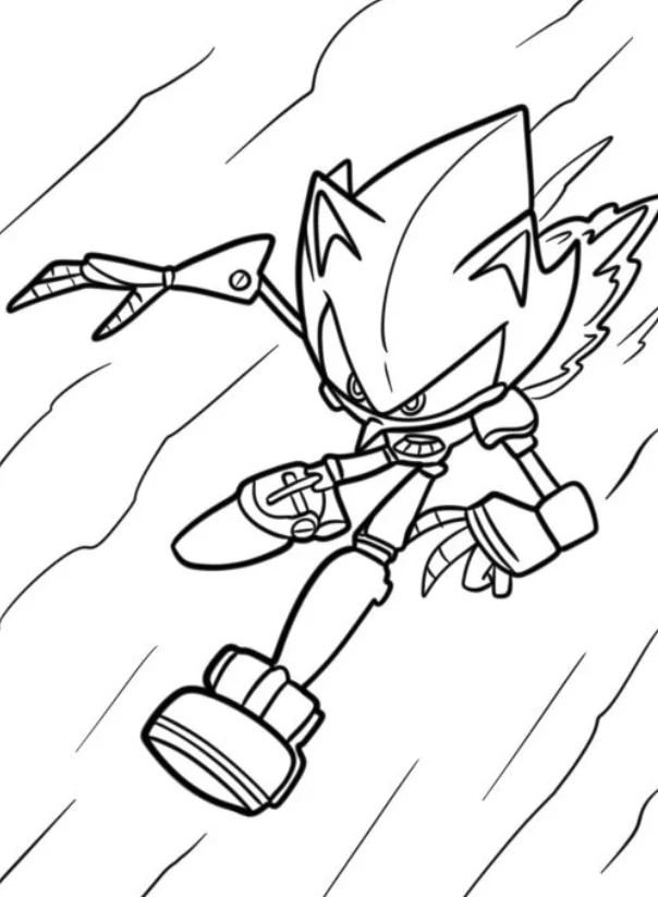 Metal Sonic Coloring Pages - Free Printable for Kids & Adults Metal Sonic coloring page shows him running at his fastest speed