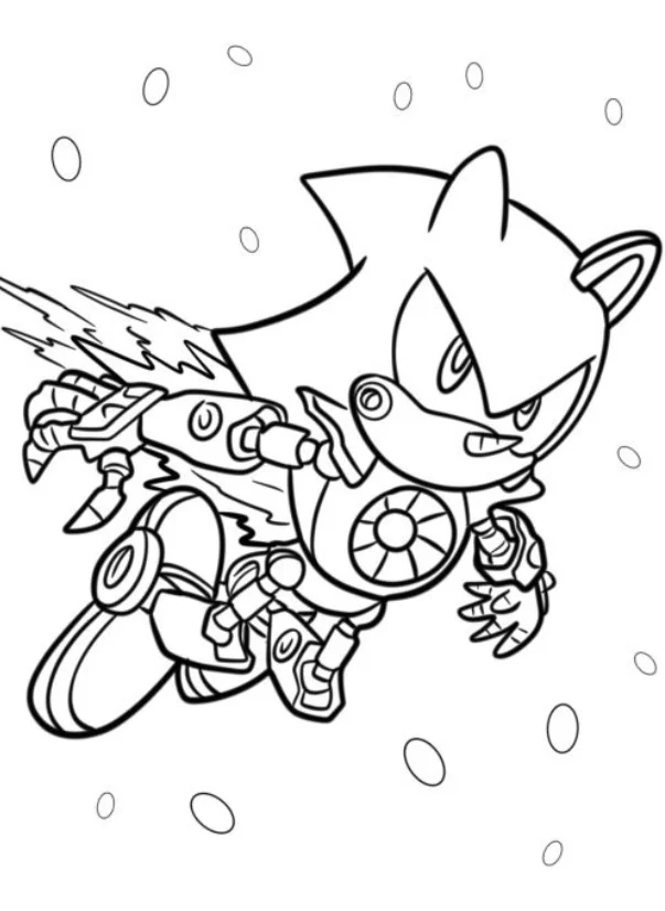 Metal Sonic Coloring Pages - Free Printable for Kids & Adults Metal Sonic flies at high speed just like his enemy