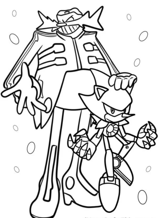Metal Sonic Coloring Pages - Free Printable for Kids & Adults Metal Sonic stands with Mr. Eggman, his creator.