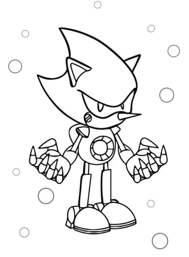 Metal Sonic Coloring Pages - Free Printable for Kids & Adults Metal Sonic takes out his claws to fight