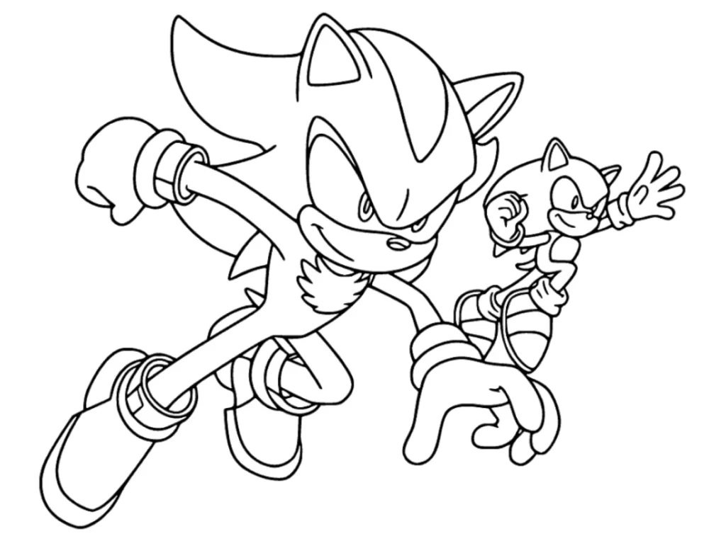 Sonic and Shadow Coloring Pages - Free Printable for Kids & Adults Shadow and Sonic are soaring high in the sky as they enjoy some good time together