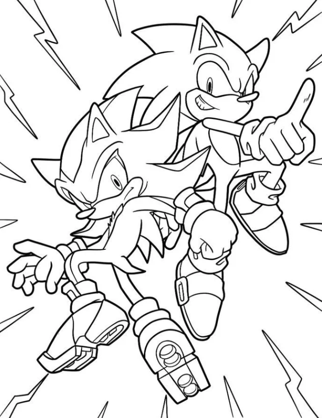 Sonic and Shadow Coloring Pages - Free Printable for Kids & Adults Shadow and Sonic team up to fight against evil.
