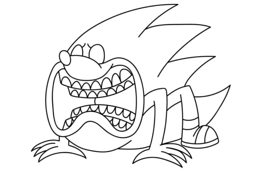 Shin Sonic Coloring Pages – Free Printable for Kids & Adults Shin Sonic barking like a dog, scaring people away