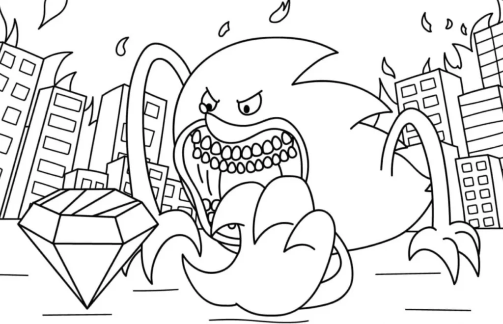Shin Sonic Coloring Pages – Free Printable for Kids & Adults Shin Sonic running as fast as he can to catch the diamond