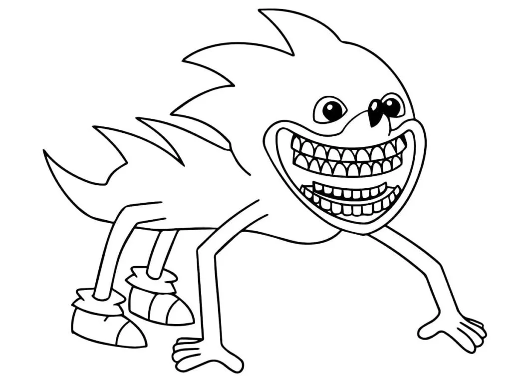 Shin Sonic Coloring Pages – Free Printable for Kids & Adults Shin Sonic standing on all fours with his teeth wide open