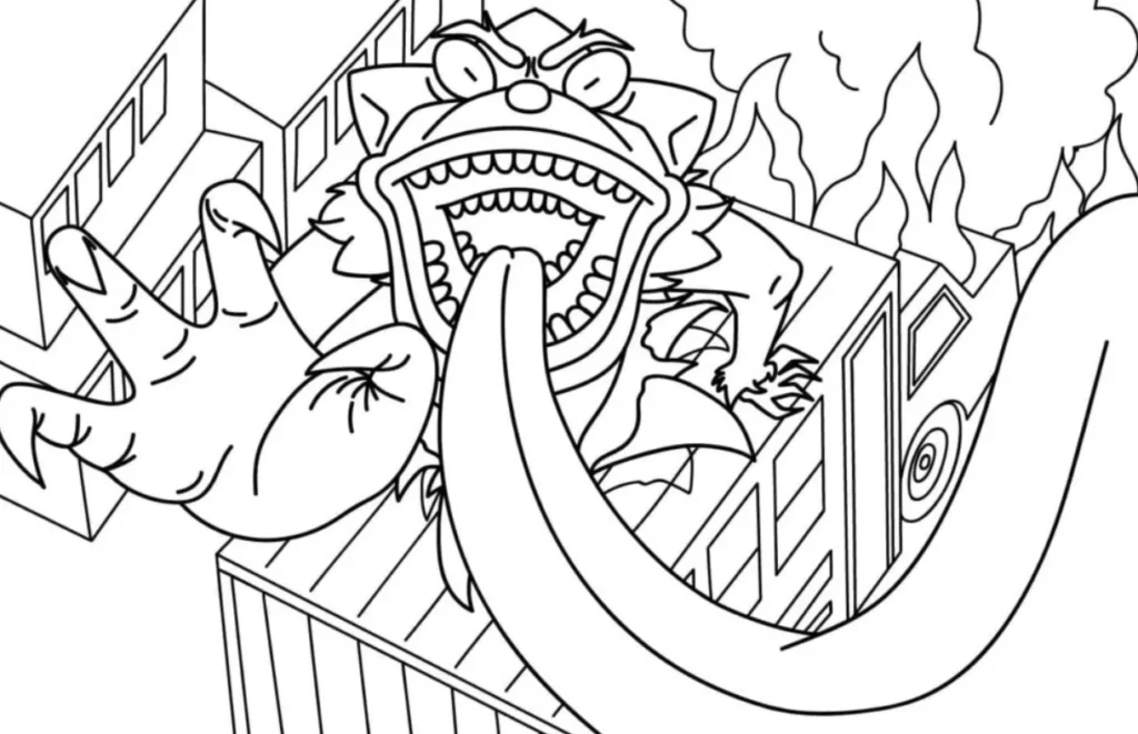 Shin Sonic Coloring Pages – Free Printable for Kids & Adults Shin Sonic turns into a monster with his long tongue out