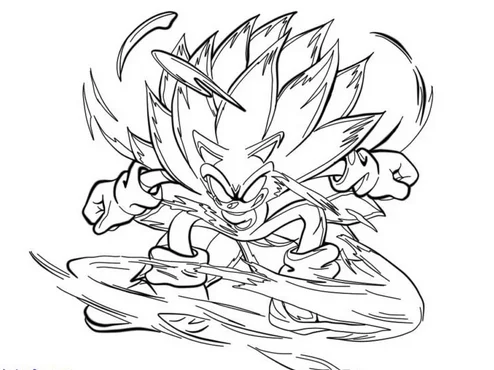 Dark Sonic Coloring Pages – Free Printable for Kids & Adults Sonic Dark coloring page shows Sonic landing with full force