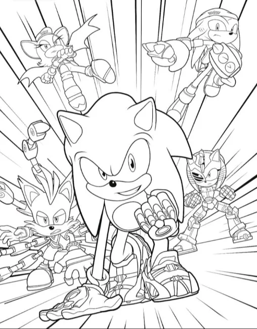 Sonic Prime Coloring Pages - Free Printable for Kids & Adults Sonic Prime’s heroic team all ready to fight against evil