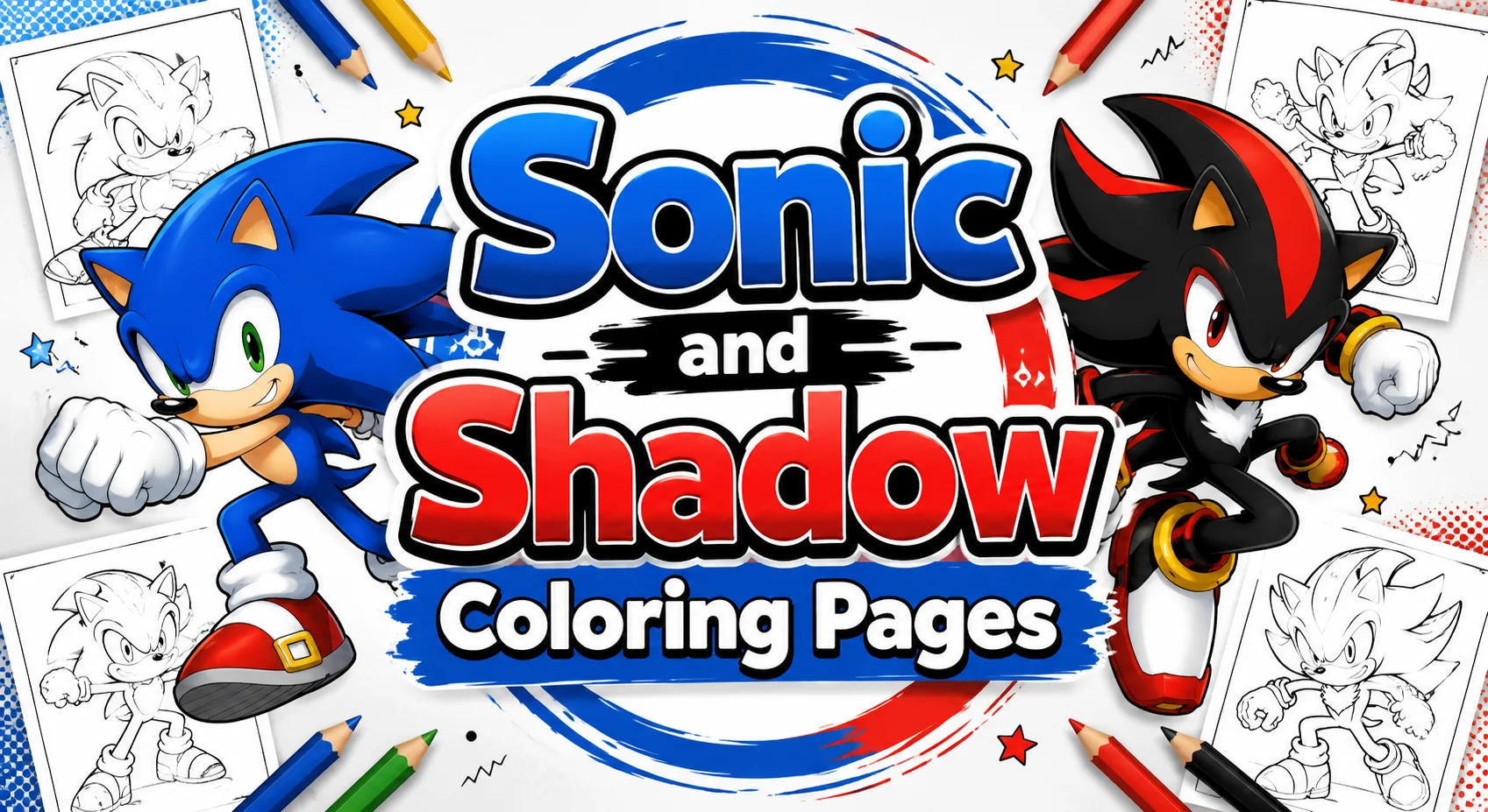 Sonic and Shadow Coloring Pages - Free Printable for Kids & Adults Sonic and Shadow Coloring Pages
