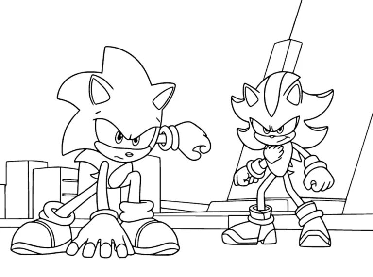 Sonic and Shadow Coloring Pages - Free Printable for Kids & Adults Sonic and Shadow are ready to prepare for a takeoff to attack their mutual enemy