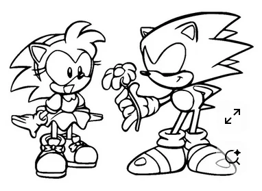 Amy and Sonic Coloring Pages - Free Printable for Kids & Adults Sonic gives Amy Rose a flower