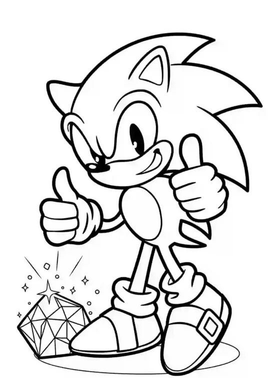 Sonic 2 Coloring Pages – Free Printable for Kids & Adults Sonic gives a smile with a thumbs-up sign