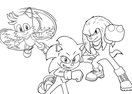 Sonic 2 Coloring Pages – Free Printable for Kids & Adults Sonic poses with his friends, Tails, and Knuckles