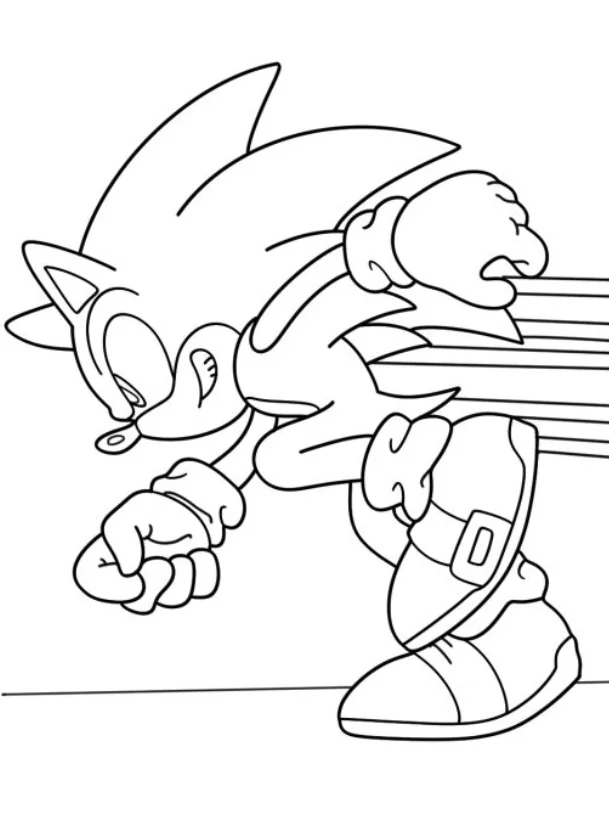 Sonic the Hedgehog Coloring Pages - Free Printable for Kids & Adults Sonic running at a super-fast speed, creating a tornado as he goes