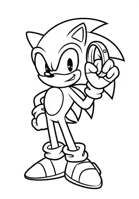 Sonic 2 Coloring Pages – Free Printable for Kids & Adults Sonic shows off a prized ring in this hand